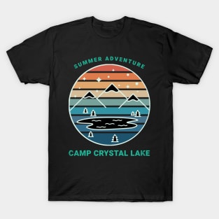 Camp Crystal Lake Retro Sunset Design T-Shirt